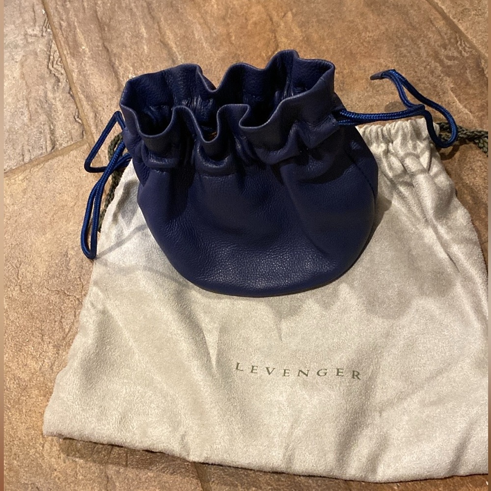 Levenger Leather Drawstring pouch NEW